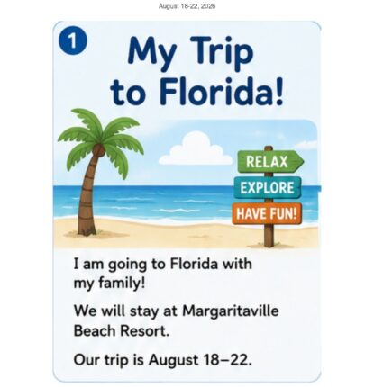Cover of the Autism Double-Checked Family Trip Visual Guide for the August 2026 trip to Margaritaville Beach Resort Fort Myers Beach.